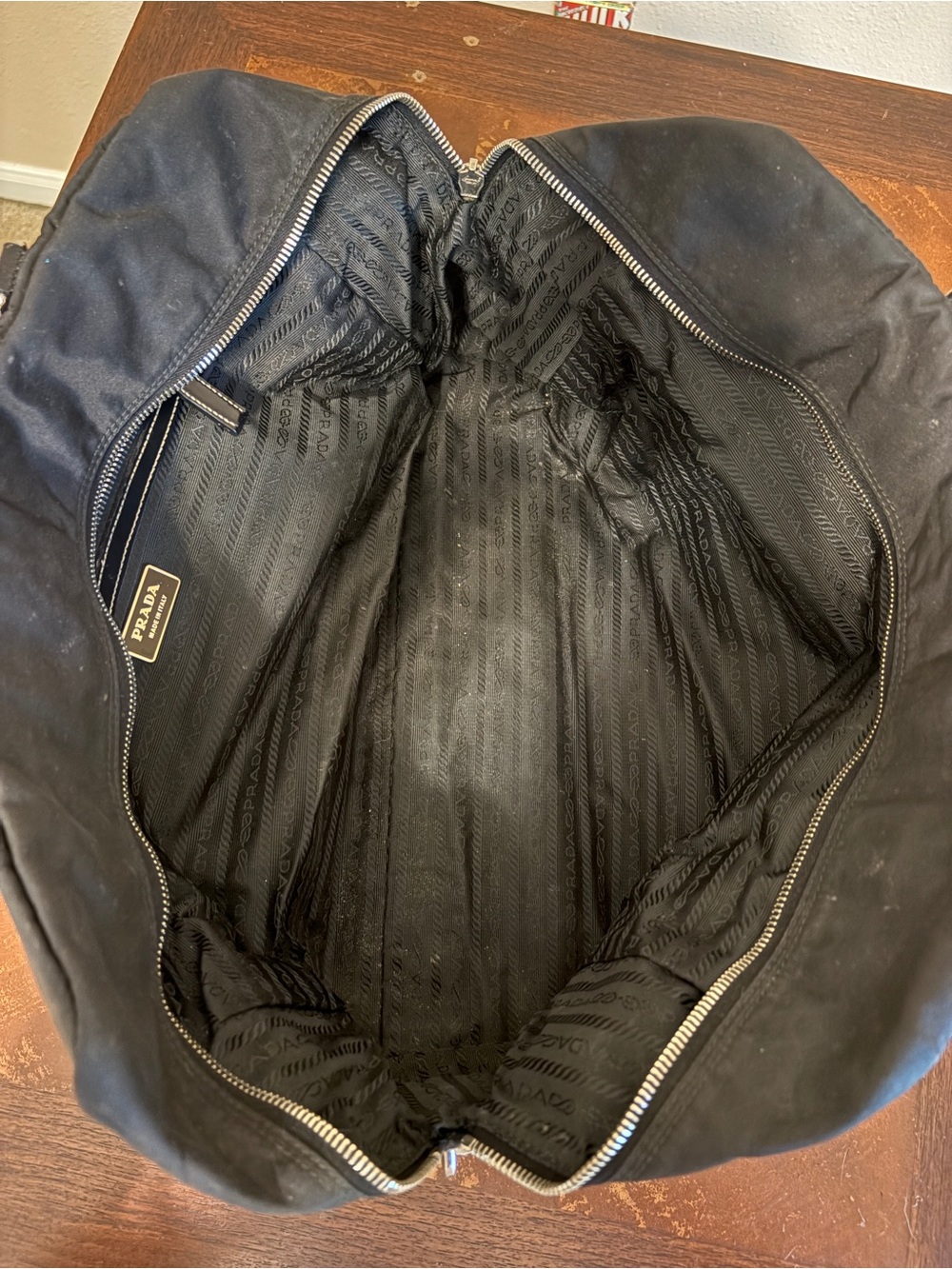 Prada Black Nylon Tote Bag with Leather Trim - Picture 5 of 5